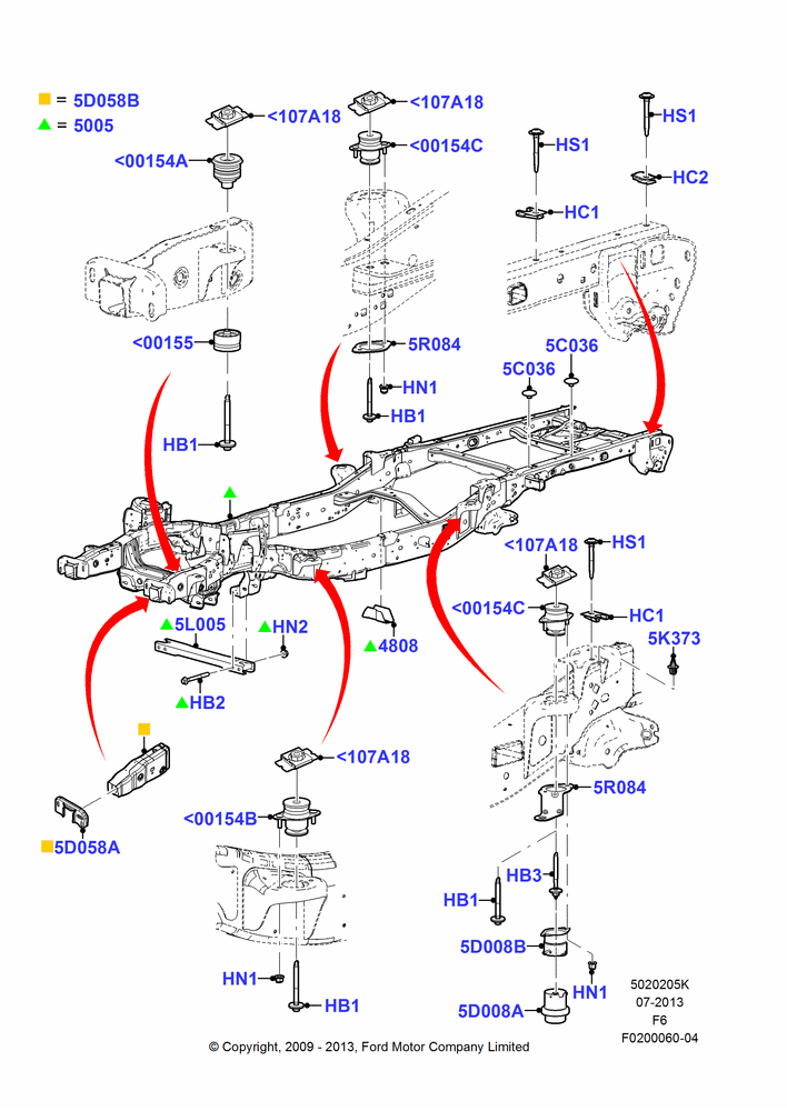 05K - Chassis Frame, Regular Cab; 06/JUL/2009-23/DEC/2014