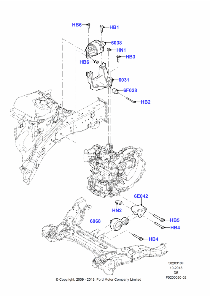 10F - Transmission Mounting, 6 Speed Manual Trans Mazda G6M; 04/FEB/2009-29/JUL/2012