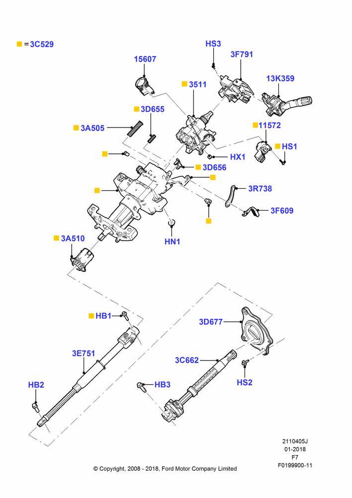 05J - Steering Column, Manual Transmission, With Tilt Steering Wheel; 16/SEP/2008-12/FEB/2010
