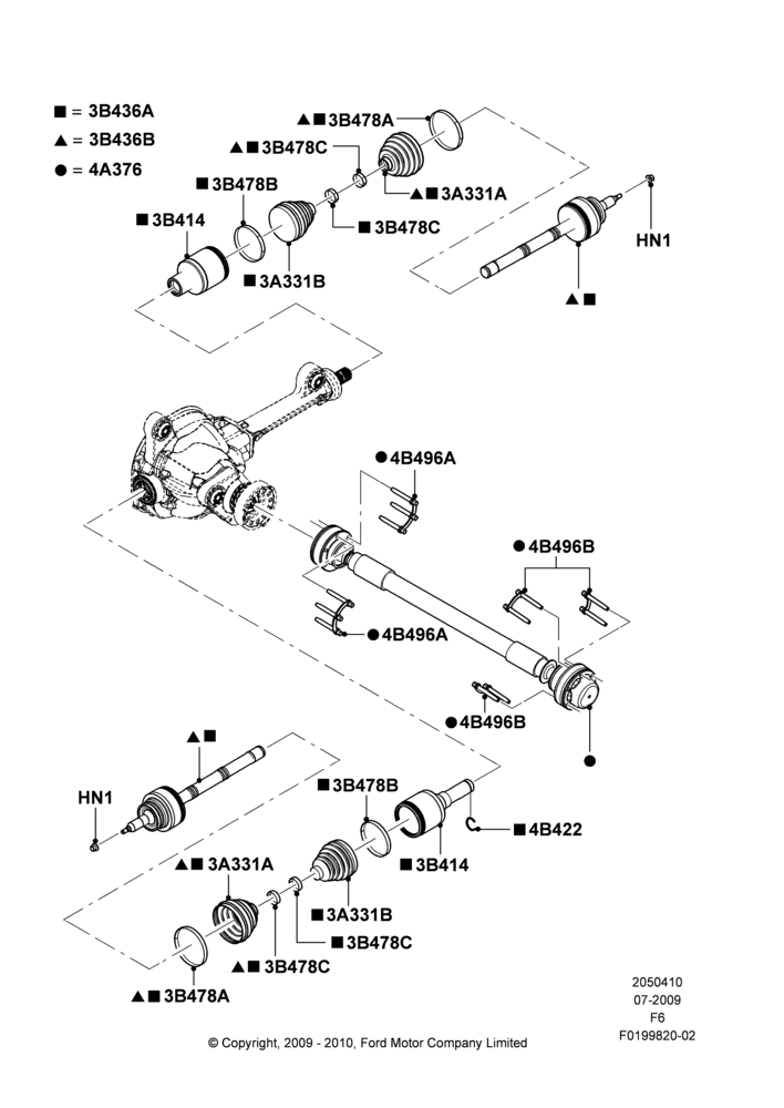 10C - Drive Shaft - Front Axle Drive, (-) SVT, 4WD; 06/JUL/2009-23/DEC/2014
