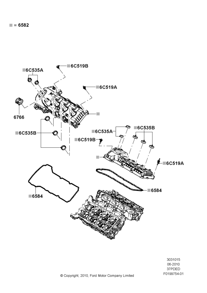 15C - Cylinder Head Cover, 3.7L DOHC V6 Gas.; 12/JUL/2010-24/DEC/2014