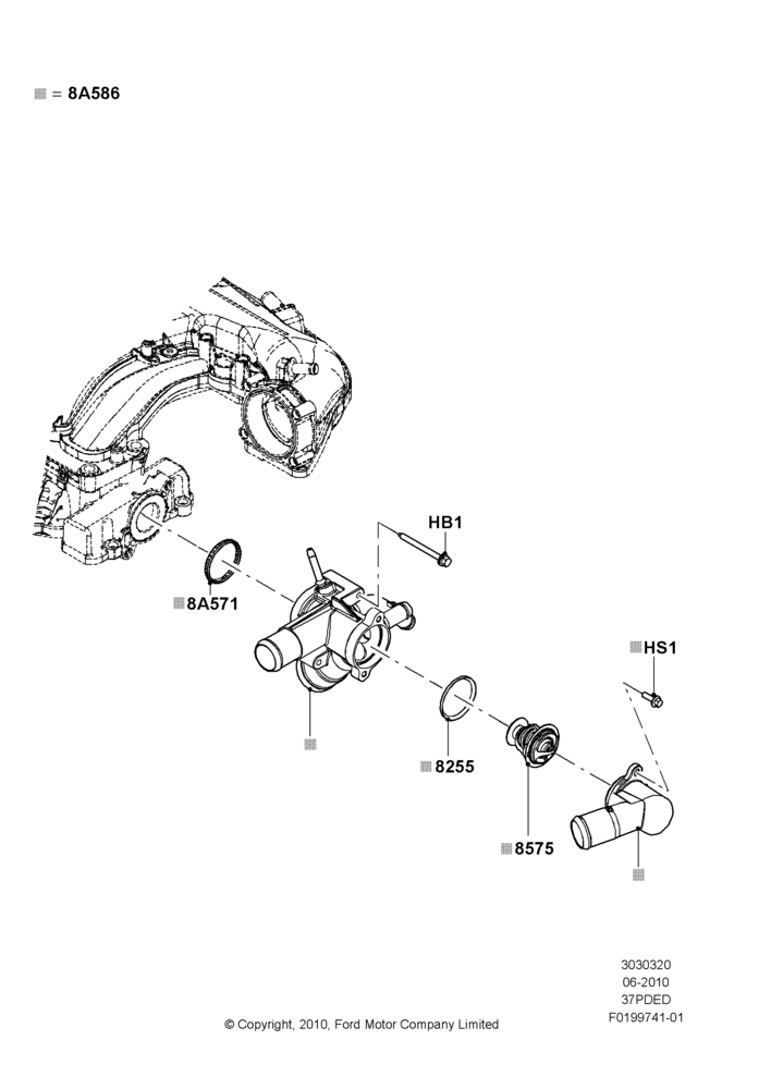 20C - Thermostat/Housing & Related Parts, 3.7L DOHC V6 Gas.; 12/JUL/2010-24/DEC/2014