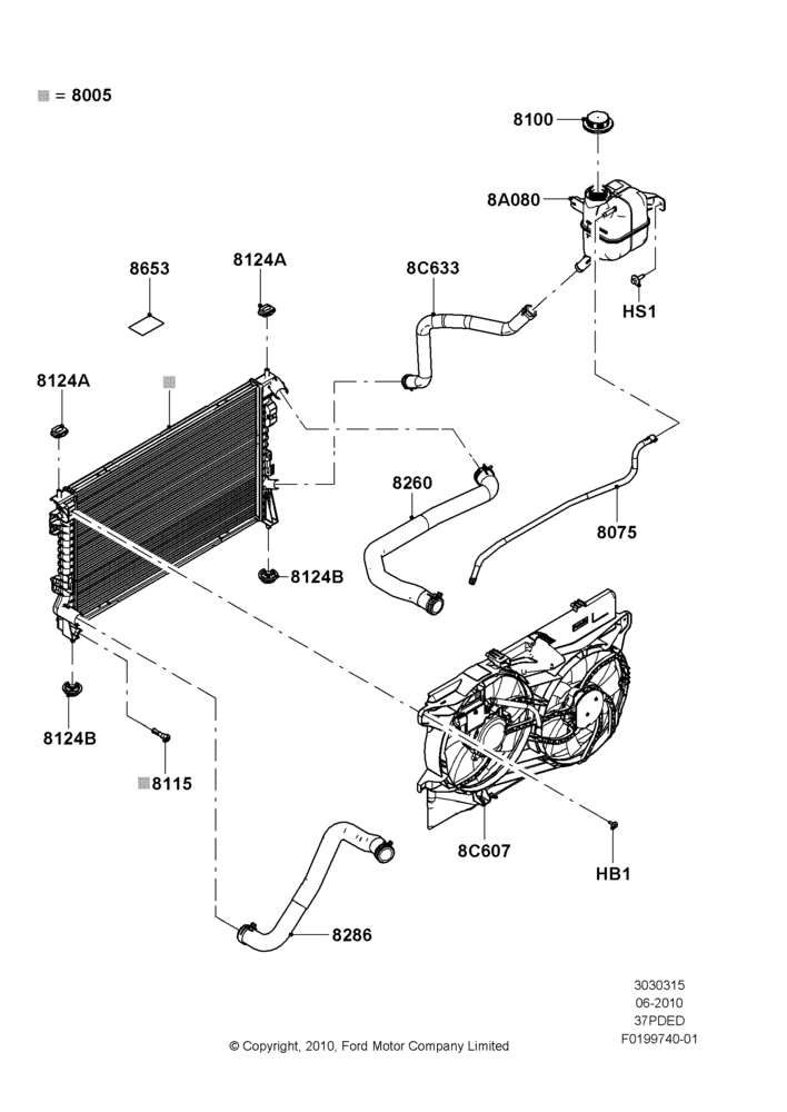 15C - Radiator/Coolant Overflow Container, 3.7L DOHC V6 Gas.; 12/JUL/2010-24/DEC/2014