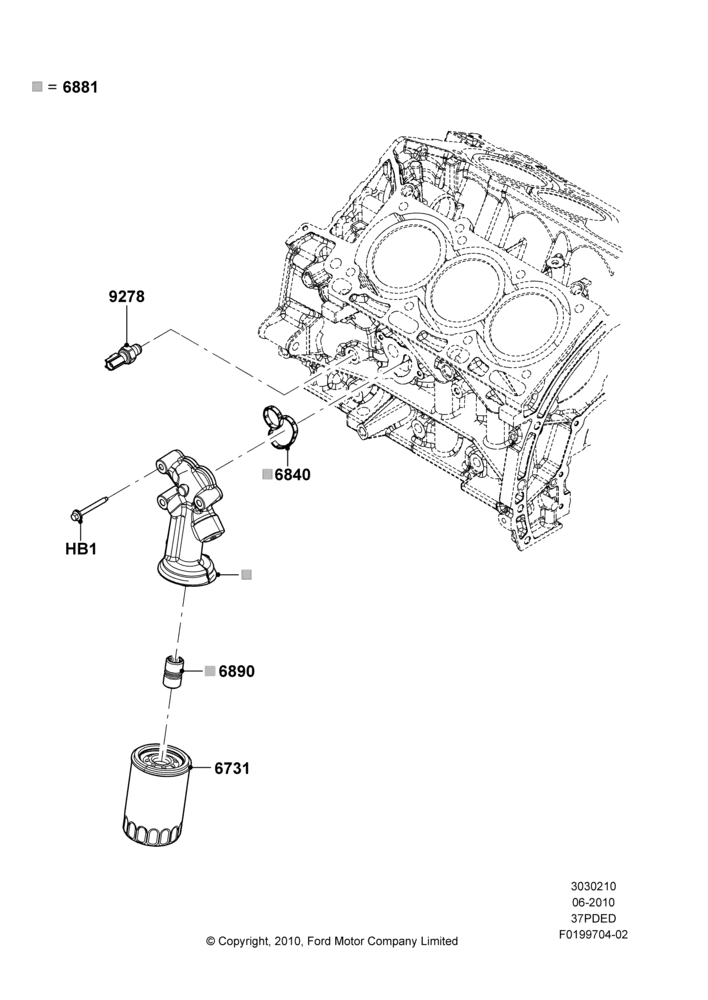10C - Oil Cooler and Filter, 3.7L DOHC V6 Gas.; 12/JUL/2010-24/DEC/2014