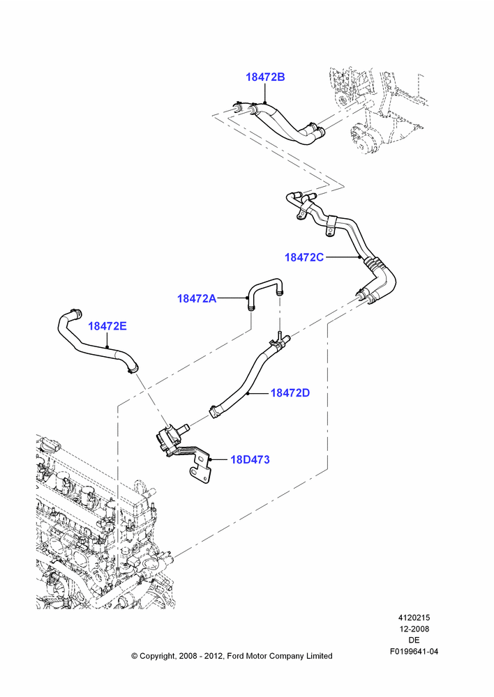 15D - Heater Hoses, 2.5L 4v PFI I4 Gas/Electric; 04/FEB/2009-29/JUL/2012