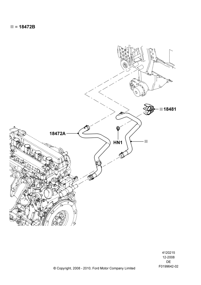 15E - Heater Hoses, 2.5L Duratec HE PFI (170PS); 04/FEB/2009-29/JUL/2012