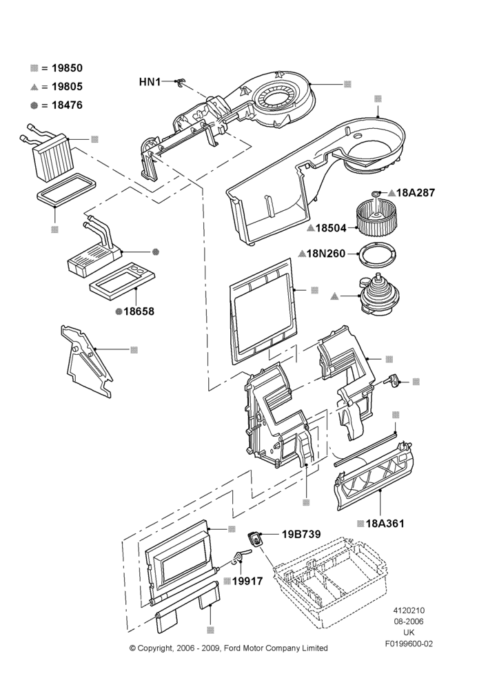 10B - Heater/Air Cond.Internal Components; 07/AUG/2006-29/OCT/2010