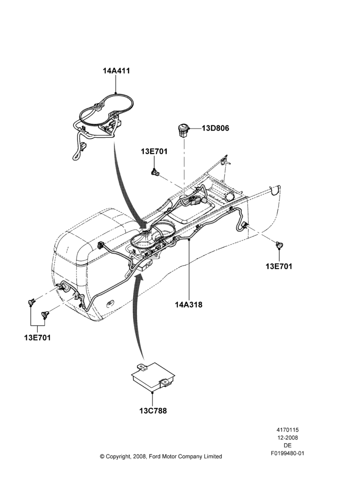 15H - Interior Lamps, Ford Division Derivative, Mercury Division Derivative, With Light Group; 04/FEB/2009-29/JUL/2012