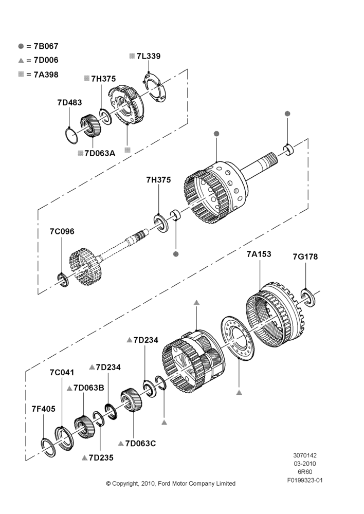 42A - Planetary Gear Sets, 6 Speed Automatic Trans (6R80); 22/MAR/2010-27/JUN/2014