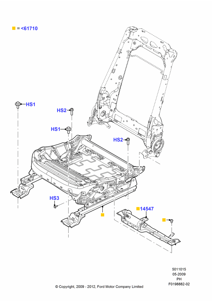 15E - Front Seat Base, With Driver 6 Way Pwr.Seat Adjuster; 15/JUN/2009-06/FEB/2012