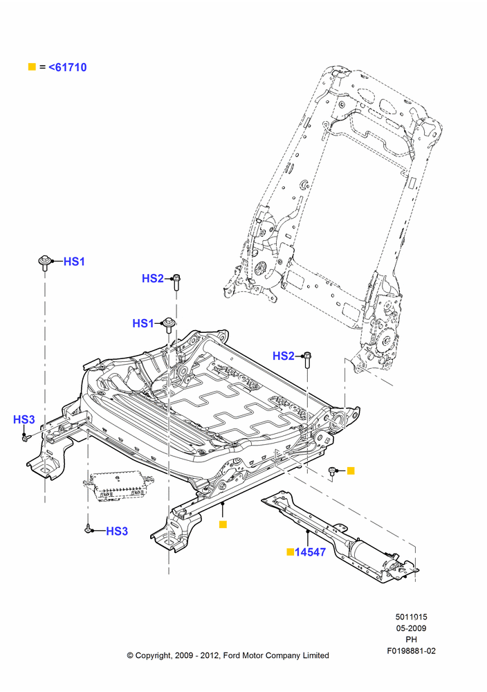 15D - Front Seat Base, With Pass 10 Way Power Seat Adjust; 15/JUN/2009-06/FEB/2012