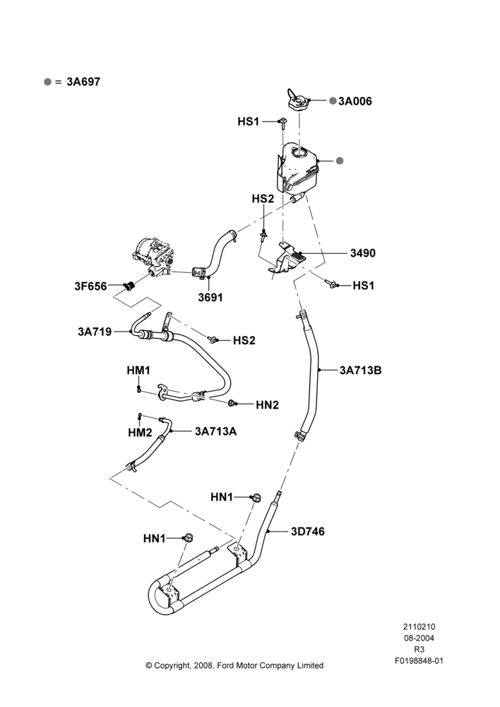 Supply & Return Hoses - Power Strg, 4.0L V6 12V SOHC EFI