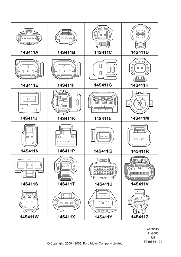 45E - Pigtail Wiring Kits, Page A, Sensors; 13/NOV/2000-16/DEC/2010