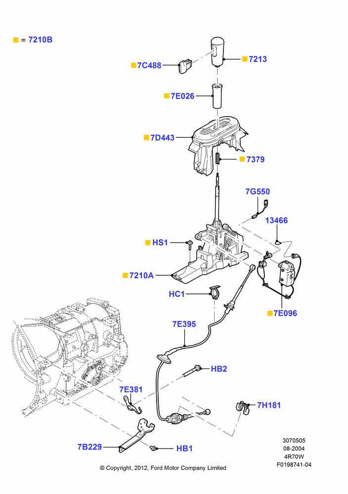 05J - Gear Change-Automatic Transmission, All 4.6L Engine, 4R70/4R75 W/E 4 Speed Trans, 5.4L 3V V8, All Flow Thru Floor Consoles, Ford 150 Series; 23/AUG/2004-18/AUG/2008