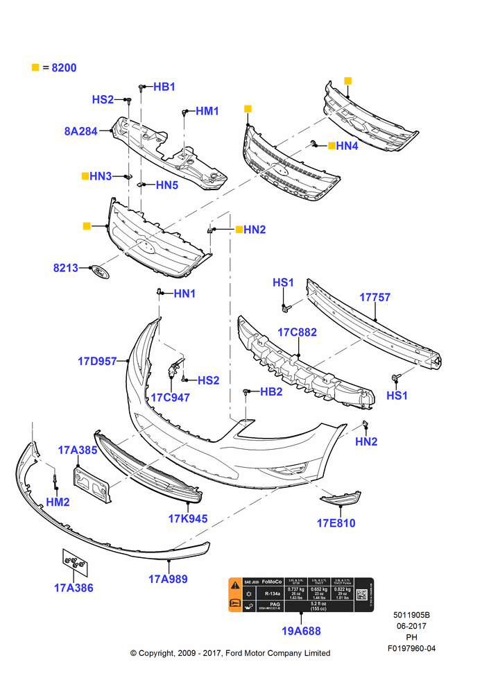 05B - Radiator Grille and Front Bumper, SEL Version; 15/JUN/2009-06/FEB/2012