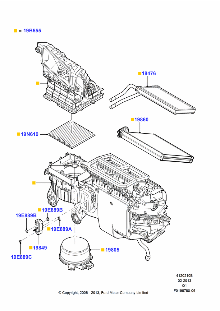 10B - Heater/Air Cond.Internal Components, Dual Zone Auto Temp Control A/C; 06/NOV/2006-24/DEC/2014