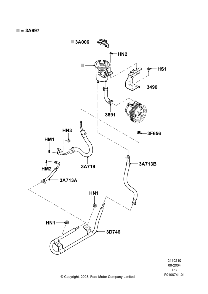 Supply & Return Hoses - Power Strg, 3.0 V6 12V OHV EFI
