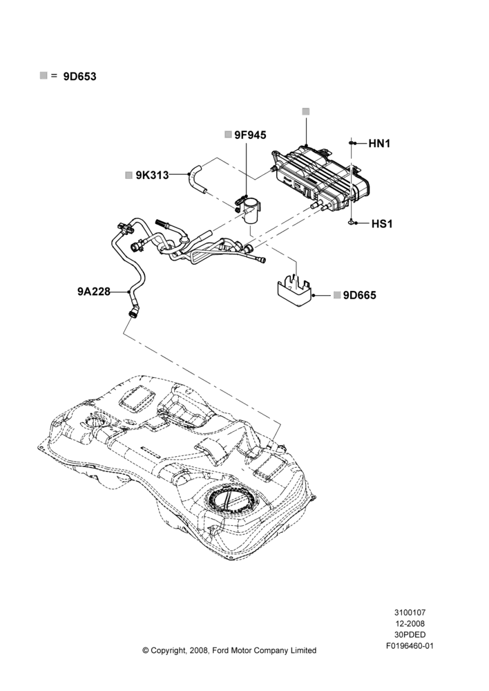 07H - Fuel Vapour System, 3.0L 4V OHC V6 Duratec 230HP, LHD 4WD (FTD); 04/FEB/2009-29/JUL/2012