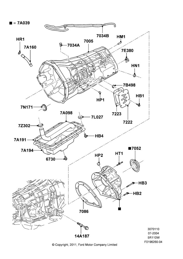 10F - Transmission External Components, 4WD, 5 Speed Auto 5R110W - HI/Torque, 5R110W 5 Speed Auto Trans NAAO; 19/JUL/2004-12/FEB/2010