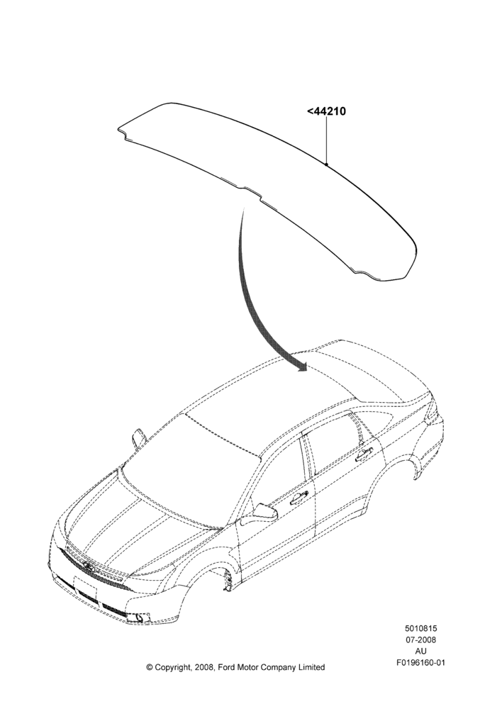 15J - Spoiler and Related Parts, With Roof Spoiler, Production Installed; 21/JUL/2008-07/DEC/2010
