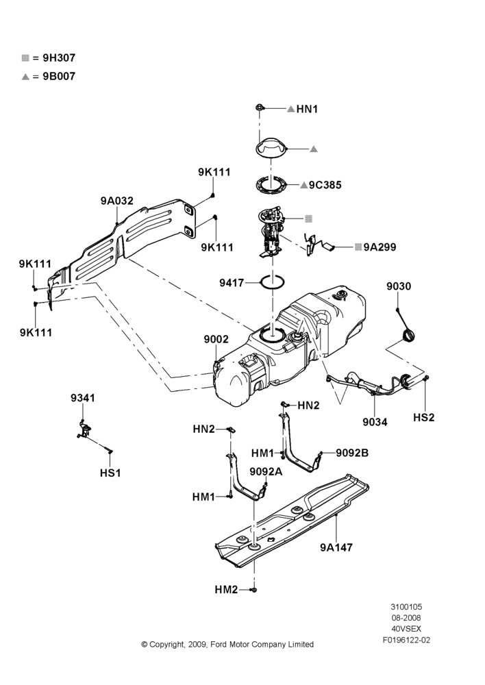 05AE - Fuel Tank, 4.0L V6 12V SOHC EFI; 18/AUG/2008-14/SEP/2009