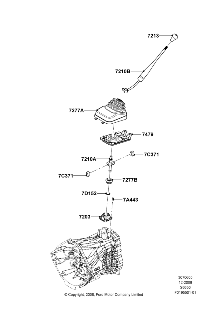 05D - Gear Change Lever - Manual Trans, 6 Speed Manual Z/F S6-650, LHD 4WD (Part Time Drive), M6HD-W 6 Speed Manual Transmission; 18/DEC/2006-12/FEB/2010