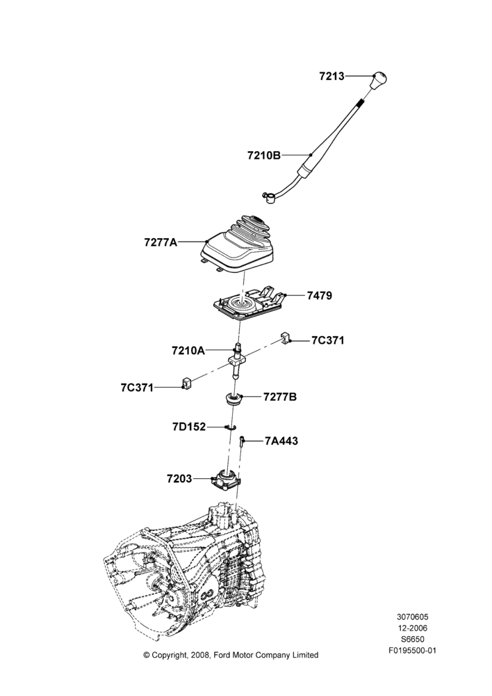 05C - Gear Change Lever - Manual Trans, 6 Speed Manual Z/F S6-650, LHD RWD, M6HD-W 6 Speed Manual Transmission; 18/DEC/2006-12/FEB/2010