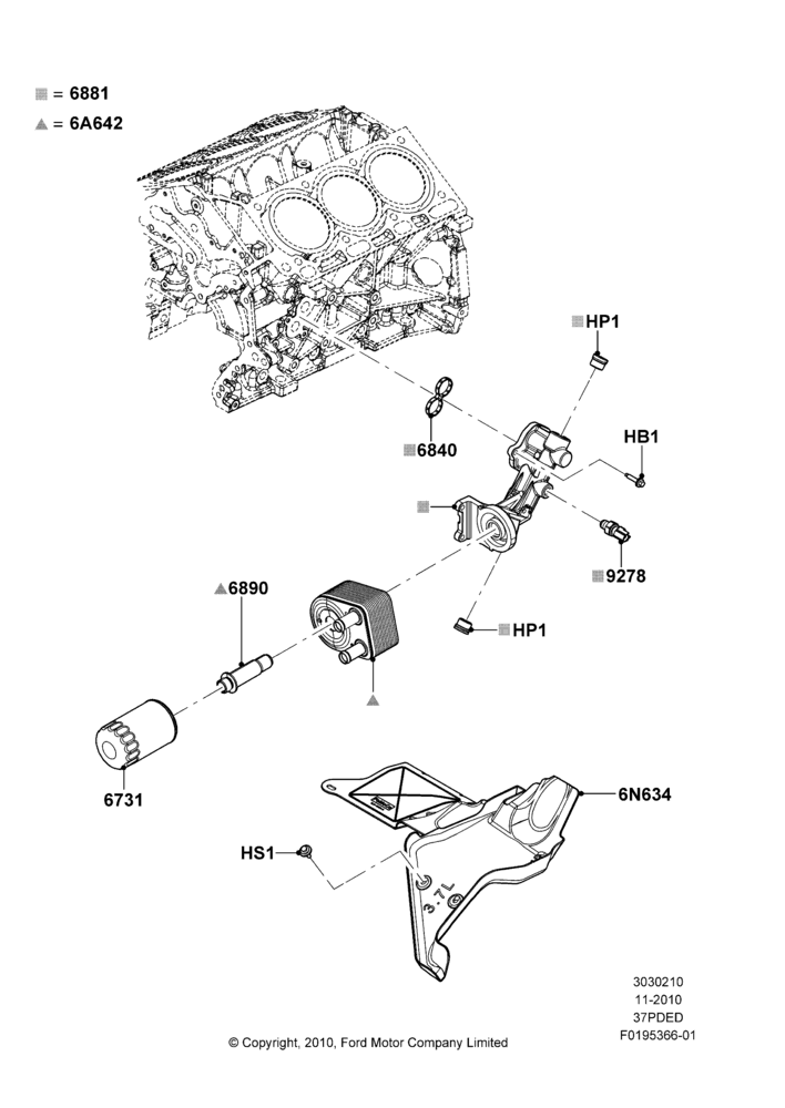 10B - Oil Cooler and Filter, 3.7L 4V PFI V6 NA Gas; 03/NOV/2010-23/DEC/2014