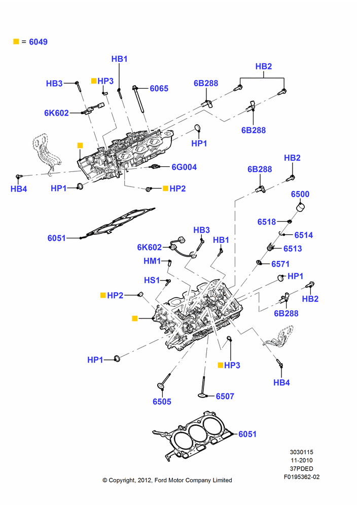 15B - Cylinder Head, 3.7L 4V PFI V6 NA Gas; 03/NOV/2010-23/DEC/2014