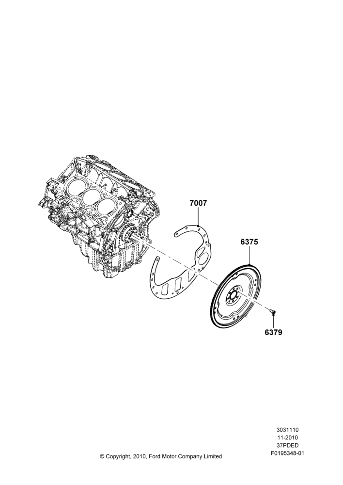 10B - Flywheel, 3.7L 4V PFI V6 NA Gas; 03/NOV/2010-23/DEC/2014