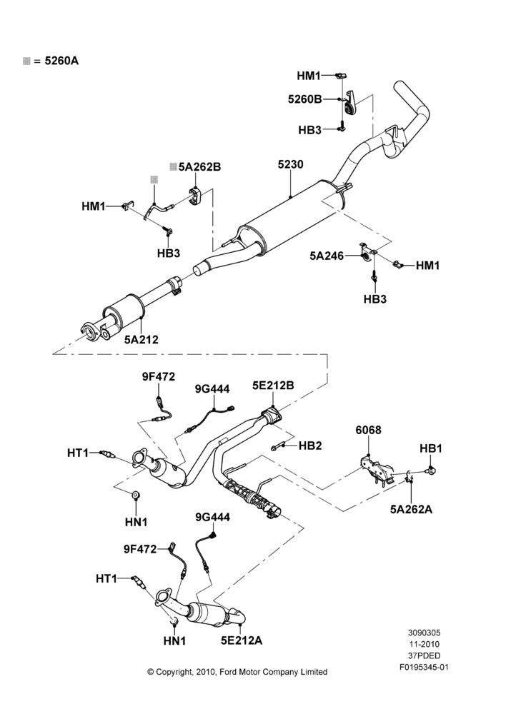 Exhaust System, 3.7L 4V PFI V6 NA Gas