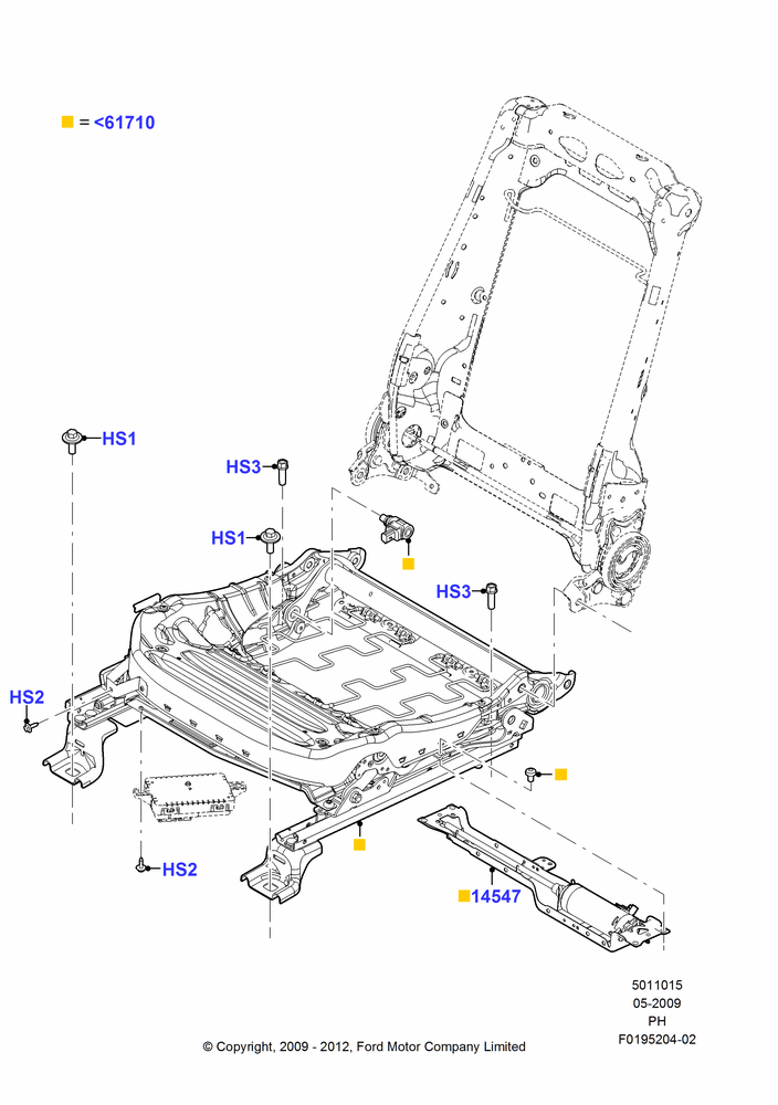 15B - Front Seat Base, With Pass 6 Way Power Seat Adjuster; 15/JUN/2009-06/FEB/2012