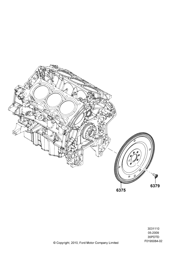 10B - Flywheel, 3.5L DOHC T/C V6 Gas; 15/JUN/2009-01/MAR/2019