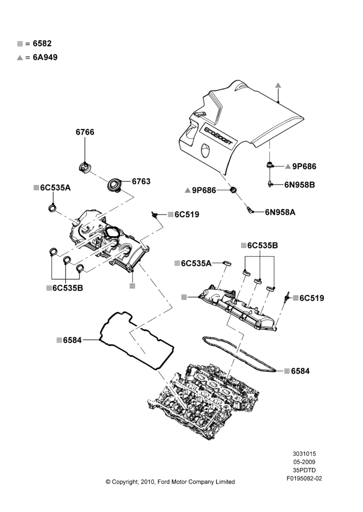 15B - Cylinder Head Cover, 3.5L DOHC T/C V6 Gas; 15/JUN/2009-03/NOV/2014