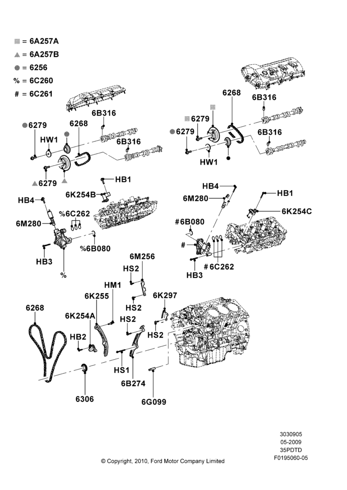 05B - Timing Gear, 3.5L DOHC T/C V6 Gas; 15/JUN/2009-06/OCT/2010