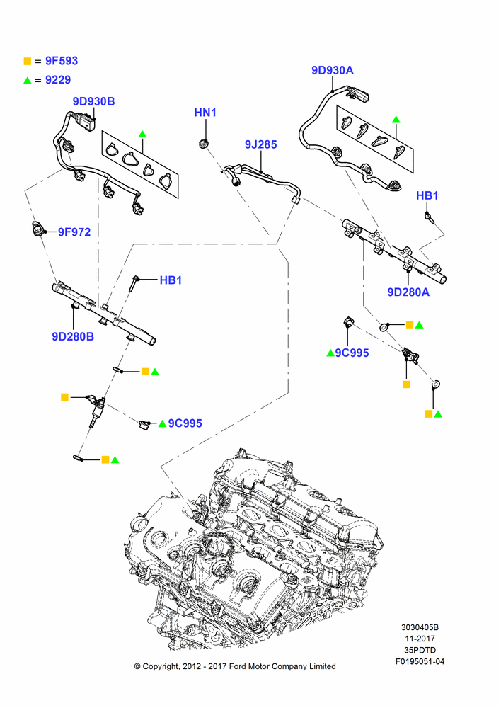 05B - Fuel Injectors and Pipes, 3.5L DOHC T/C V6 Gas; 15/JUN/2009-01/MAR/2019