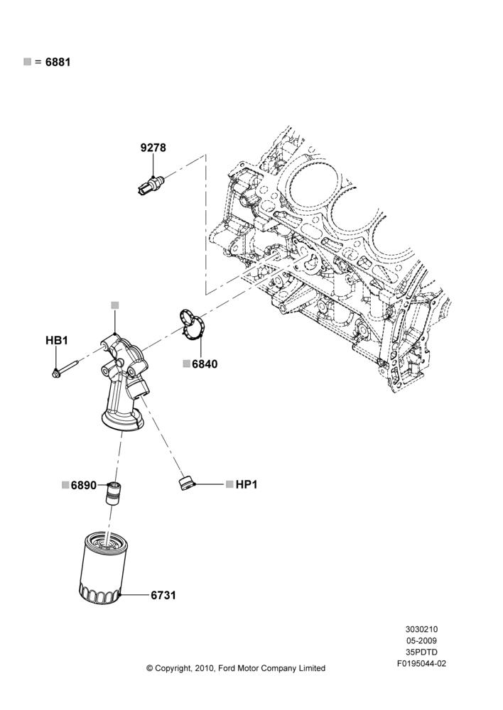 10B - Oil Cooler and Filter, 3.5L DOHC T/C V6 Gas; 15/JUN/2009-06/FEB/2012