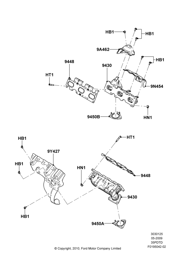 25B - Exhaust Manifold, 3.5L DOHC T/C V6 Gas; 15/JUN/2009-01/MAR/2019