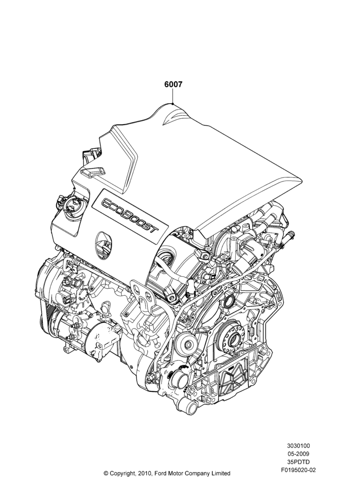 00B - Engine Assy Fully Dressed, 3.5L DOHC T/C V6 Gas; 15/JUN/2009-01/MAR/2019