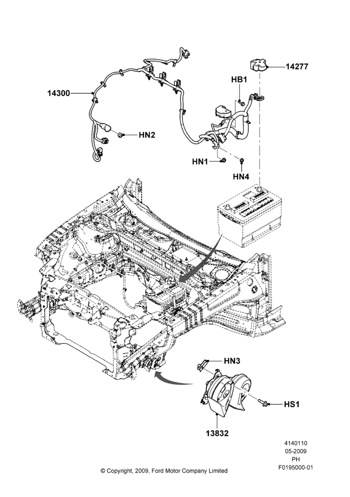 10B - Battery Cables and Horn, 3.5L DOHC T/C V6 Gas; 15/JUN/2009-01/MAR/2019