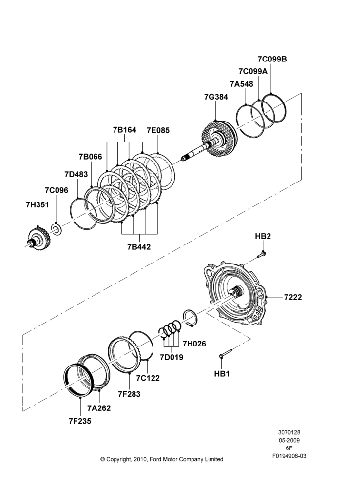 28C - Direct Clutch and Components, 6 Speed Auto Transmission 6F50, 6 Speed Auto Transmission 6F55; 15/JUN/2009-01/MAR/2019