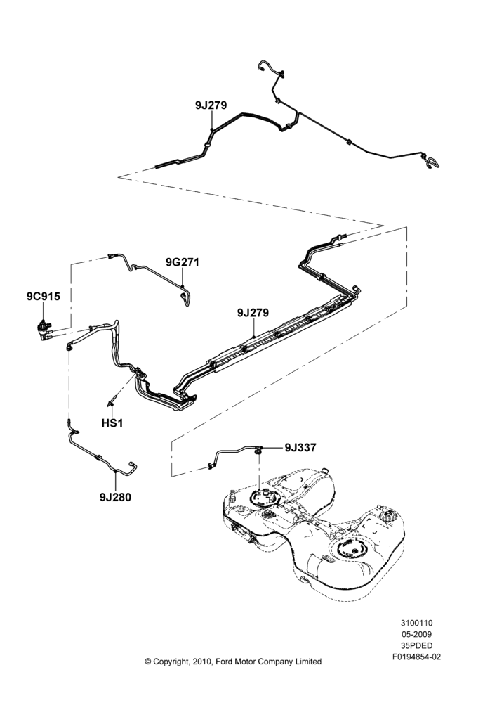 10B - Fuel Lines, 3.5L 4V DOHC VCT SMPI V6 Gas; 15/JUN/2009-06/FEB/2012