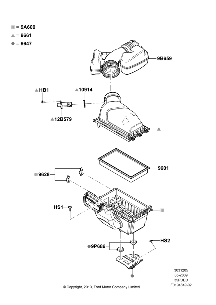 05B - Air Cleaner, 3.5L 4V DOHC VCT SMPI V6 Gas; 15/JUN/2009-06/FEB/2012