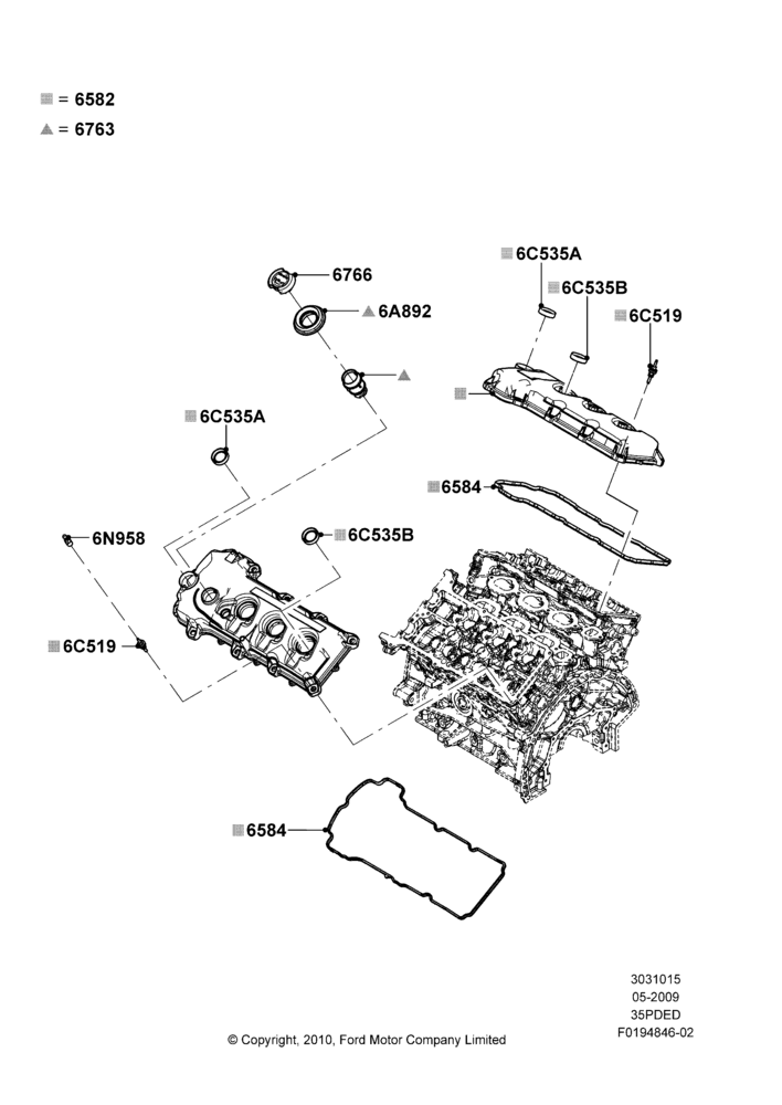 15B - Cylinder Head Cover, 3.5L 4V DOHC VCT SMPI V6 Gas; 15/JUN/2009-06/FEB/2012