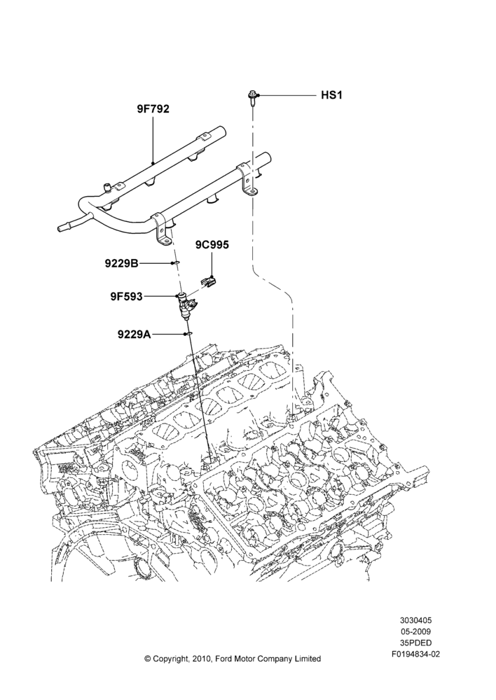 05B - Fuel Injectors and Pipes, 3.5L 4V DOHC VCT SMPI V6 Gas; 15/JUN/2009-06/FEB/2012