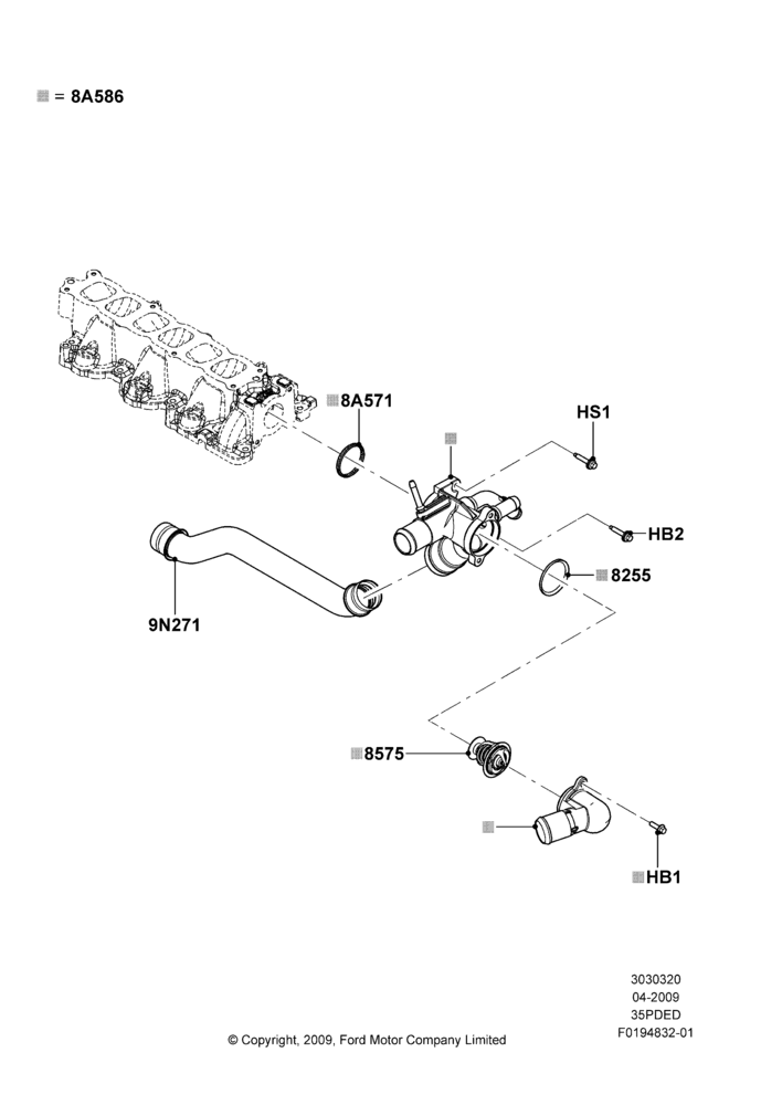 20B - Thermostat/Housing & Related Parts, 3.5L 4V DOHC VCT SMPI V6 Gas; 15/JUN/2009-06/FEB/2012