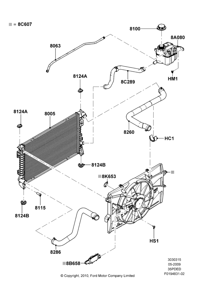 15B - Radiator/Coolant Overflow Container, 3.5L 4V DOHC VCT SMPI V6 Gas; 15/JUN/2009-06/FEB/2012
