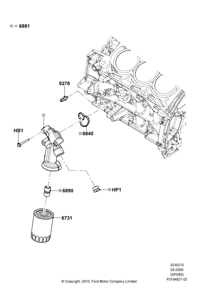 10B - Oil Cooler and Filter, 3.5L 4V DOHC VCT SMPI V6 Gas; 15/JUN/2009-06/FEB/2012