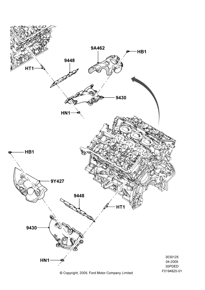 25B - Exhaust Manifold, 3.5L 4V DOHC VCT SMPI V6 Gas; 15/JUN/2009-03/MAY/2010