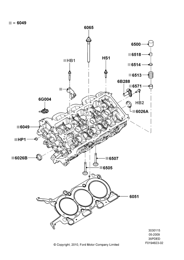 15B - Cylinder Head, 3.5L 4V DOHC VCT SMPI V6 Gas; 15/JUN/2009-06/FEB/2012